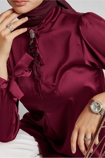 Alvina Brooch Satin Tunic 45589