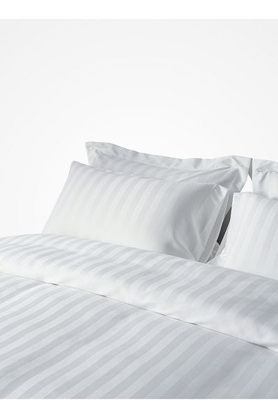 Master Home Textile Microfiber Hotel Duvet Cover Sets, 4 Pcs Queen Size, Hotel Stripe Pattern, Fits 160x200 cm Bed