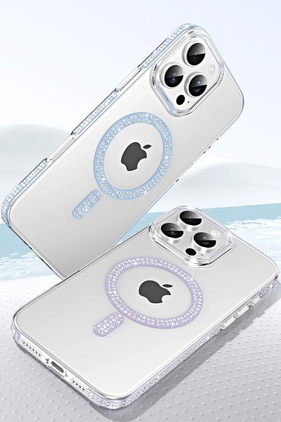 CepteToptan غطاء Magsafe لهاتف Apple iPhone 14 Pro Max Move Taşlı - أسود - MKİ9233-1019