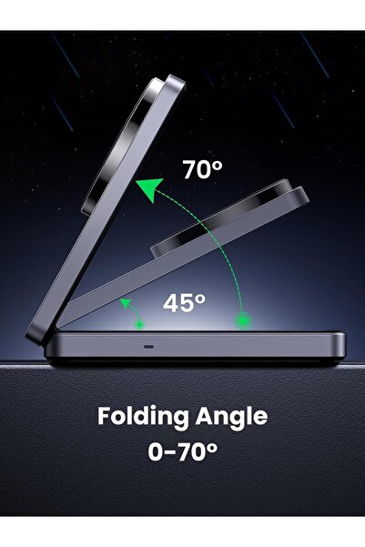 Ugreen Qi2 15W MagFlow 2-in-1 MagSafe Wireless Charging Station (Foldable, Dark Grey)