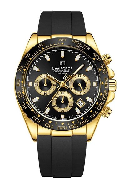 Naviforce Luxury Chronograph Men's Watch – Gold & Black Sport Design