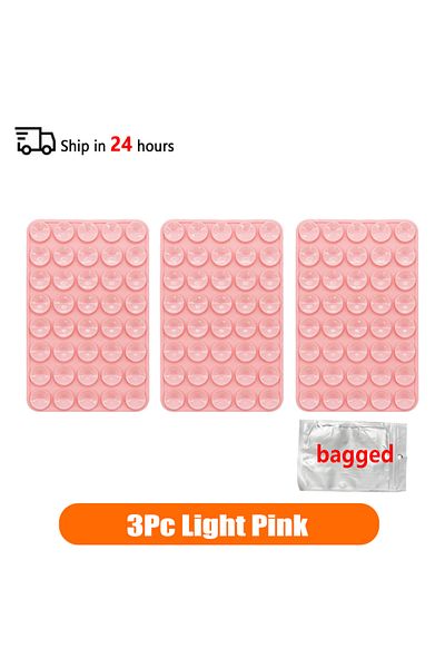 Choice Light Pink-3PC Double Sided Silicone Suction Cup Phone Case Detachable Stand Silicone Rubber Sucker