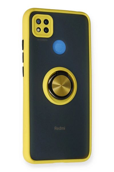 CepteToptan حافظة هاتف Xiaomi Redmi 9C من السيليكون مع حلقة مونتريال - أصفر - MKİ6070-4865