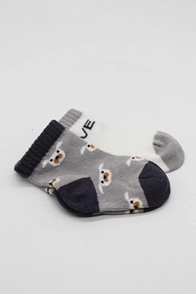 Bibaby Love Dog Combed Cotton Socks 2 Pack Gray