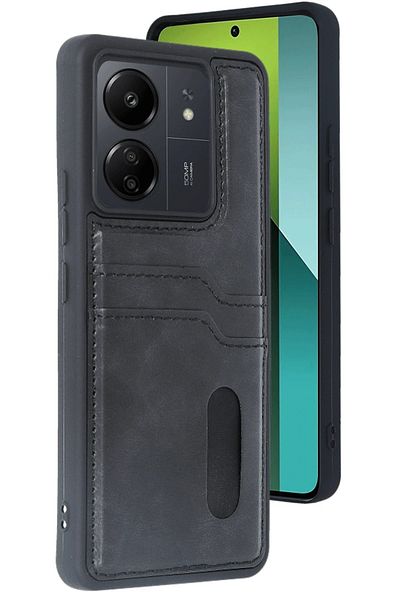 CepteToptan حافظة هاتف Xiaomi Redmi 13C حافظة جلدية مع بطاقة Sara - أسود - MKİ3501-6991