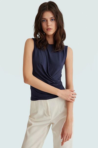 PayBuy Viscose Drawstring Detailed Fitted Sleeveless Blouse Premium Quality Stylish Appearance Zarifane Design