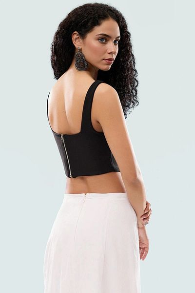 PayBuy Strappy Corset Crop Blouse Woven Polyester Blend Summer Stylish Look Modern Style