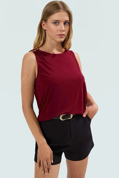 PayBuy Women's Fitted Crew Neck Knitted Blouse Accessory Detailed Casual Stylish Look Zarifane Design