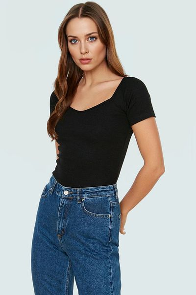 PayBuy Fitted Body Fitting Short Sleeve Cotton Blouse Premium Quality Trend Design Zarifane