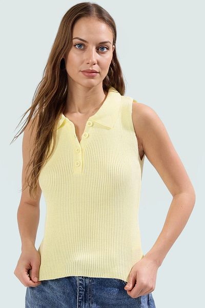 PayBuy Women's Polo Collar Ribbed Slim Summer Blouse Carefully Selected Stylish Appearance Comfortable and Long-Lasting