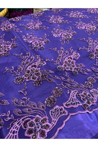 MEKİK MANİFATURA Stone Beaded Gucci Lace Fabric