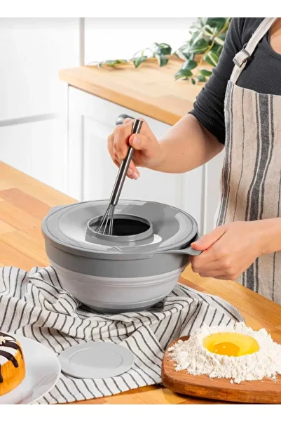 Se Yank Haus 2-in-1 Mixer Mixing Bowl and Storage Bowl with Lid - Collapsible Storage Bowl
