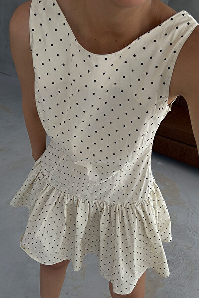 Seda Yalçın Atelier Μπεζ Μίνι Φόρεμα με πουά με χαμηλή πλάτη