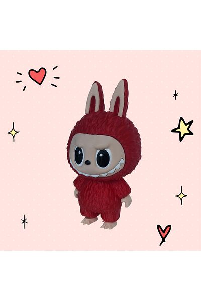 3DONE MODELS Labubu Figurine – Collectible Character, 3D Printed, Red, Geek Decor & Unique Gift