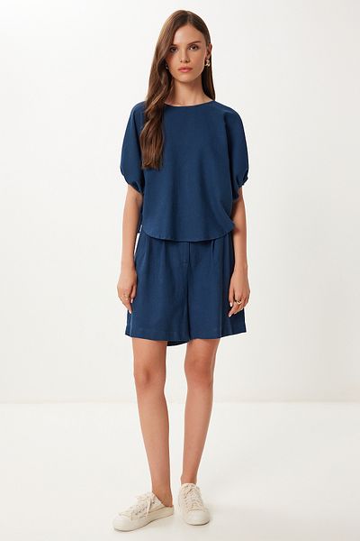 Lovelyİstanbul Linen Blouse Shorts Set