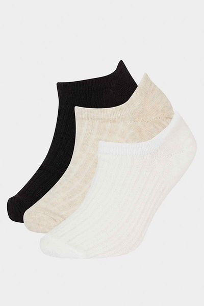 DeFacto Women's 3-Piece Cotton Sneaker Socks F5427Axns
