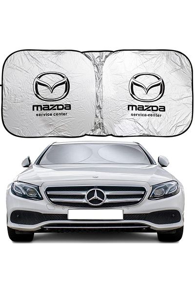 Mazda Premium Combo Set 2-Piece Universal Seat Cover, Windshield Sunshade with And Keychain