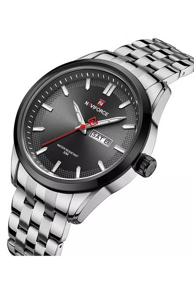 Naviforce Elegant Analog Wrist Watch for Men with Stainless Steel Strap Water Resistant Classic Business