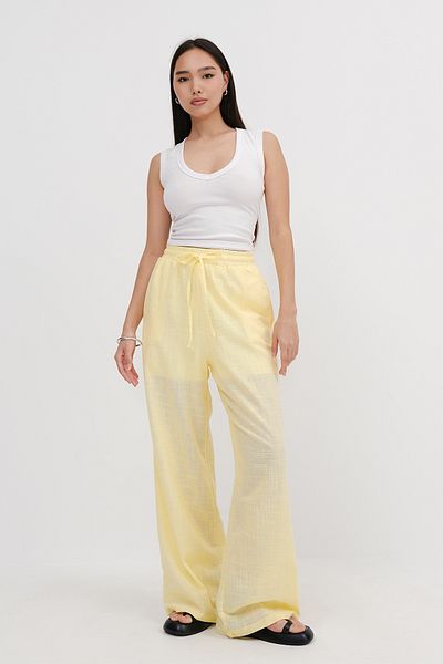 Addax Wide Leg Trousers with Elastic Waist and Pockets Pn58800-Pnl