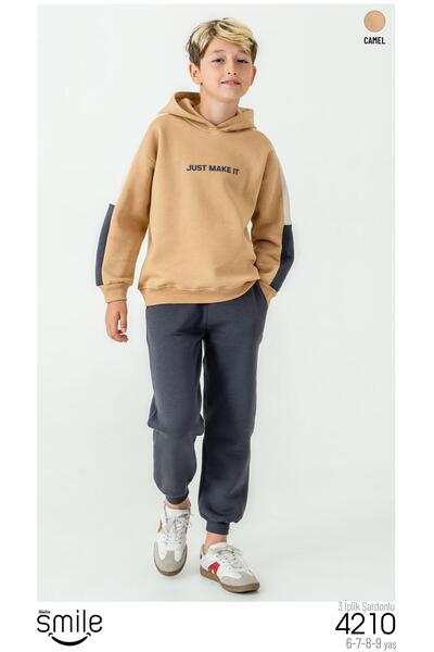 RAPAPA Boy's Hooded Suit with 3 Thread Hooded Suit Bottom Top Suit 4210K