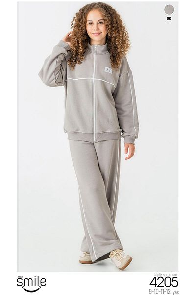 RAPAPA Girls' 3 Thread Unsharmonized Sweatpants Set Zipper Bottom Top Set 4205g
