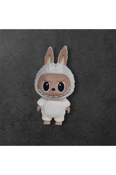 3DONE MODELS Labubu Figurine – Collectible Character, 3D Printed, White, Geek Decor & Unique Gift