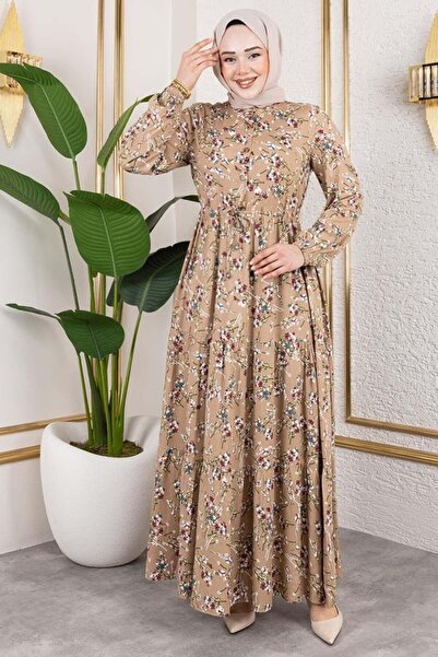 MA GİYİM Φόρεμα Asel Floral Viscose VİZON