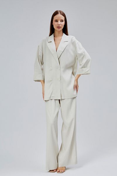 Bolivente Natural Oversize Half Sleeve Linen Suit