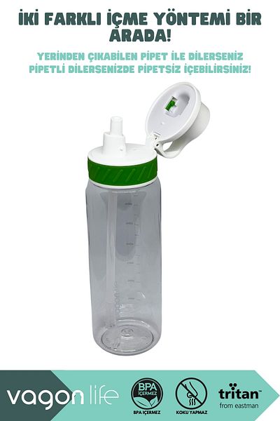 Vagonlife 800ml New Collection Tritan Water Bottle with Straw/Without Straw Use Transparent Body