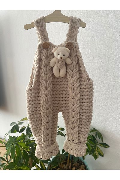 ÖRGÜCÜ DESİGN Puffy Knitted Baby Romper - Salopet Jumpsuit