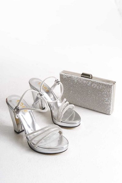 AYDOĞDU by ünal Bagged Stone Baretted Thick Heelled Evening Shoes