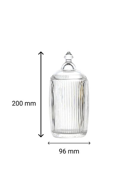 TrendDeco Line Patterned Glass Jar with Lid Spice Jar Large Size