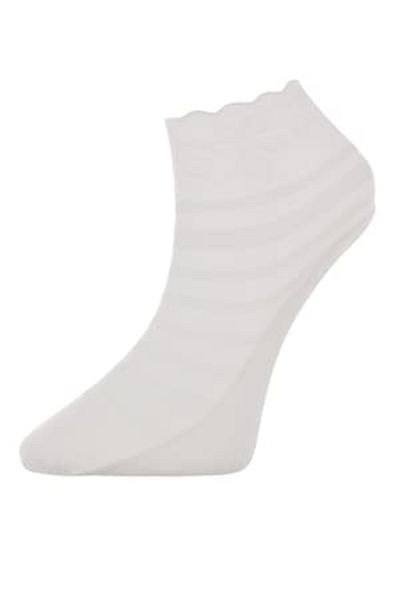 OEM Women's short socks, 95% cotton, floral print, lace, size 36-41, White