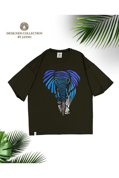 JANSO GROUP -Women's Cotton Printed Elephant Short Sleeve Tshirt Oversize Big Size