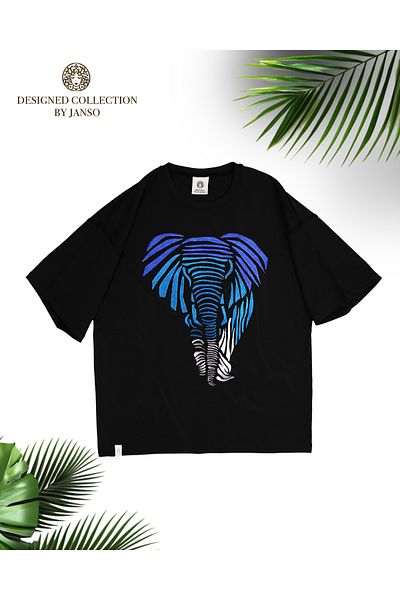 JANSO GROUP -Women's Cotton Printed Elephant Short Sleeve Tshirt Oversize Big Size