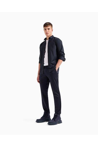 Armani Exchange Ανδρικό παντελόνι με κανονική μέση μακριά στενή λεπτομέρεια τσέπης Μασίφ μοντέλο Navy Blue 8NZP20 ZN1RZ9-1583