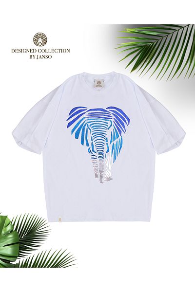 JANSO GROUP -Women's Cotton Printed Elephant Short Sleeve Tshirt Oversize Big Size