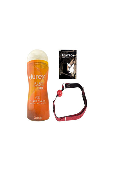Durex Play 2in1 Uyarmaya & Kayganlaştırmaya Jel 200 ml + Kırmızı Deri Ağız Topu + Hediye