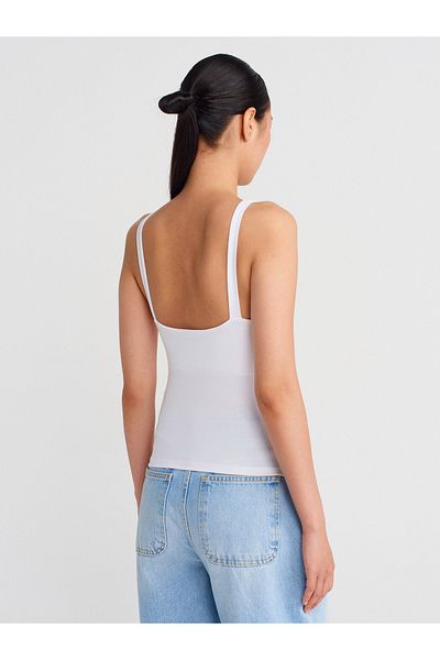 Dilvin 31943 Sleeveless Top-White
