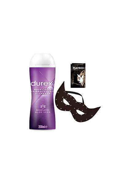 Durex Aloe Vera 2in1 Masaj&Kayganlaştırıcılı Jel + Siyah Deri Göz Maskesi + H...