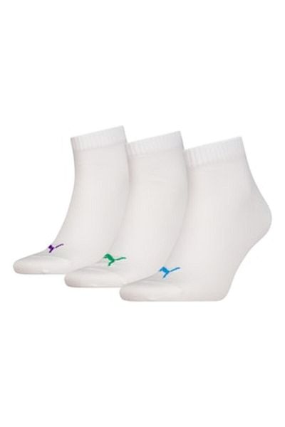 Puma , Unisex Short Socks Set - 3 Pairs, Green, Optical White, 39-42
