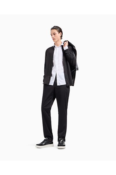 Armani Exchange Ανδρικό μακρύ στενό παντελόνι με λεπτομέρεια με τσέπη με κανονική μέση Μαύρο παντελόνι 8NZP20 ZN1RZ9-1200