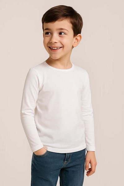Mnk Baby&Kids Unisex Copii Crew Gât cu mânecă lungă School Badi M00748 ALB
