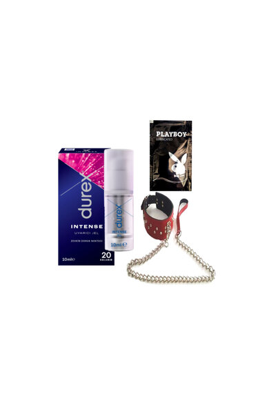 Durex Intense Kadın Uyarıcılı Jel + Kırmızı Deri Tasma + Hediye