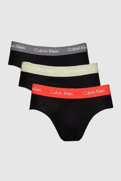 Calvin Klein , Set of underwear with logo waistband - 3 pairs, Black, Gray, Orange, Size S