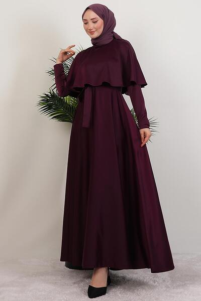 GİYZAMİLA Mona Cape Dress Purple