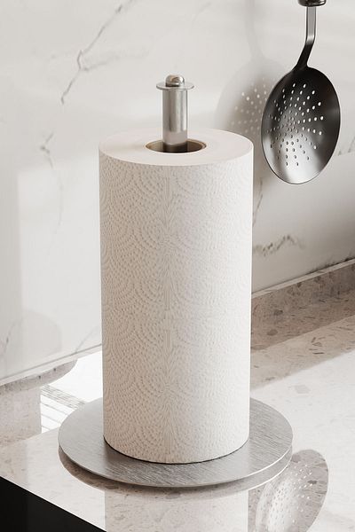 Zift Unique Stainless Steel Paper Towel Holder-Over the Counter Paper Towel Stand Matte Black & Satine Inox Napkin Holder