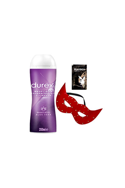Durex Aloe Vera 2in1 Masaj&Kayganlaştırıcılı Jel + Kırmızı Deri Göz Maskesi +...
