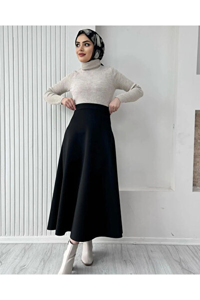 unika boutique Kadın Puf Scuba Kadın Kloş Etek Beli Lastikli