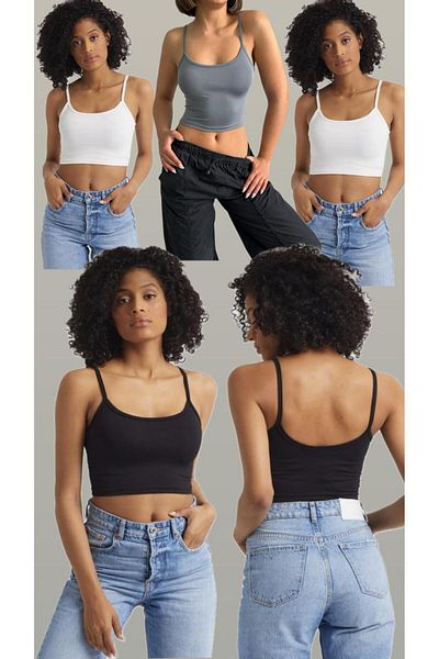 The Base Women's Advantageous 5-Pack Crop Top with Rope Straps